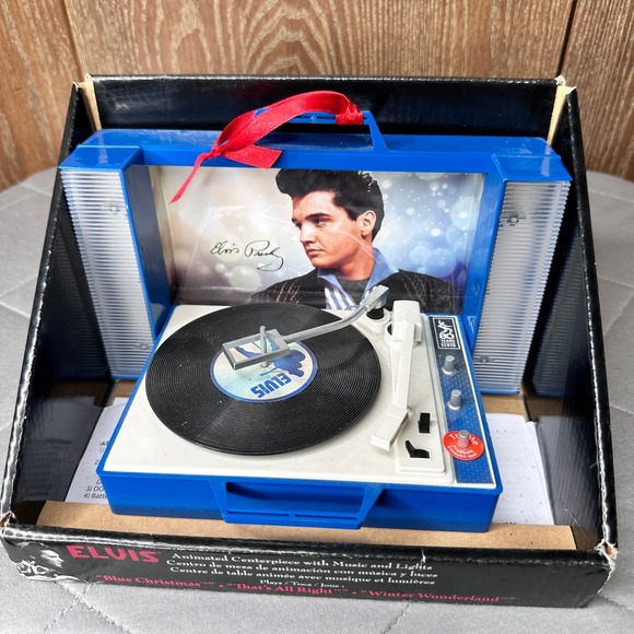 Elvis Presley Animated Centerpiece with Music Lights Record Player Ornament - Picture 1 of 9